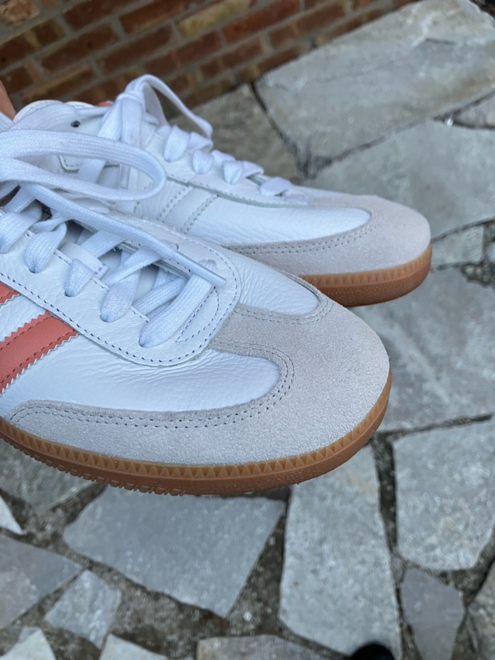 Adidas Samba Leather Sneakers in White & Coral - Picture 12 of 16